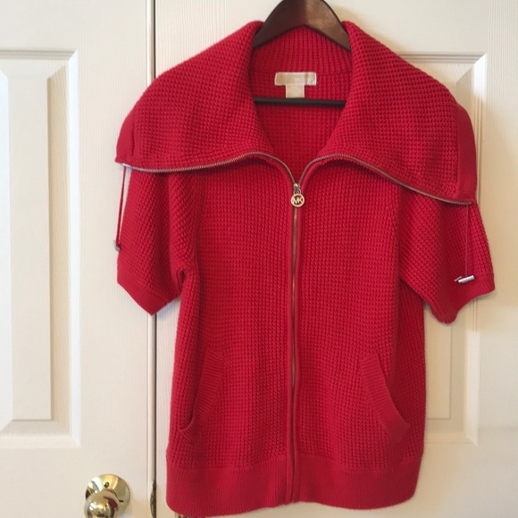 Michael Kors Short Sleeve Zip Up Sweater - Picture 3 of 7